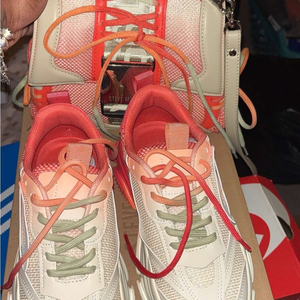 Steve Madden Cream and Orange Athletic Shoes